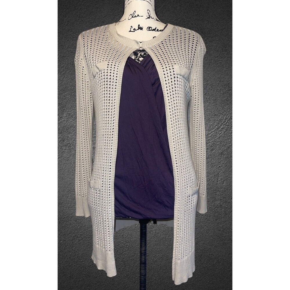 Kerisma Anthropologie Open Knit Cardigan Womens MED Beige Oatmeal  Boho Beach